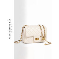 2024 Phong Cách Mới Da Cừu Phong Cách Chanel Cao Cấp Cảm Giác Một Vai Túi Nhỏ Quả Bóng Vàng Kim Cương Dây Xích Túi Da Thật Nữ