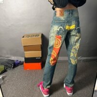 2024 Phong Cách Mới Lucky God Jeans Nam Dạo Phố Khâu Độc Đáo Thêu Phiên Bản Hàn Quốc Thường Ngày Rời Slim fit Thẳng Bên Ngoài