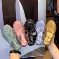 2024 Phong Cách Mới Melissa Bé Trai Bé Gái Jelly Giày Baotou Đế Mềm Giày Đi Biển Dép Rỗng