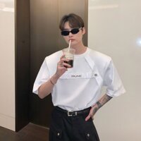 2024 Phong Cách Mới Niche Thiết Kế Giải Cấu Trúc Cao Cấp Miếng Lót Vai Áo Thun Tay Ngắn Nam Rời ins Mùa Hè Phong Cách Mới Hal