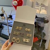 [2024 Phong Cách Mới] Phong Cách Mới Cao Cấp Tính Khí Một Tuần Bông Tai Trang Sức Thư Bộ Hộp Phong Cách Chanel Bông Tai Sang Trọng Nhẹ Một Bộ Gói Kết Hợp