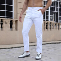 2024 Phong Cách Mới Trắng Quần Nam Công Sở Slim-fit Quần Âu Mỹ Thẳng Chân Skinny Quần Ngoại Thương