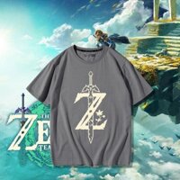 2024 Phong Cách Mới Truyền Thuyết Vương Quốc Zelda Nước Mắt switc Trò Chơi Ngoại Vi Quần Áo Master Sword Link Pure Cotton Áo Thun Tay Ngắn