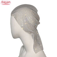 2024 Phụ Nữ Bling Kim Cương Giả Đầu Ngắn Sáng Kim Cương Co Giãn Đầu Khăn Lễ Hội Tiệc Đầm Băng Đô Nón