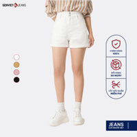 2024 Quần short jean lưng cao màu trắng Genviet phong cách Hàn Quốc thời trang mùa hè năng động TQ428K8592