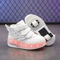 2024 Runaway Giày Bé Trai Runaway Giày Bé Gái Trẻ Em Ròng Rọc Giày Con Lăn Trượt Bốn Gót Đôi Gót Có Bánh Xe 2.18