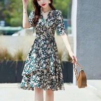 2024 Seasonal Temperament Waist Waist Slimming Chiffon Dress