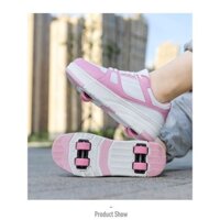 2024 Sinh Viên Runaway Giày Bốn Gót Con Lăn Giày Trượt Nam Nữ Có Thể Tháo Rời Phiên Bản Siêu Nhẹ Giày Có Bánh Xe