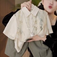 2024 Tay Ngắn Bé Trai Bé Gái Bé Hanfu Phong Cách Trung Hoa Trẻ Em Phong Cách Cổ Trung Quốc Áo Sơ Mi Cổ Trang Phục Phù Hợp Với 4.10