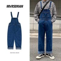 2024 Xuân Thu Phong Cách Mỹ Đường Phố Retro Nhật Bản Quần Áo Quốc Gia Hợp Thời Trang Nam Nữ Thẳng Quần Jean Jumpsuit 25.1.16