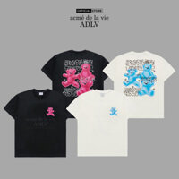 2024Áo Thun ADLV Crayon Three Bear Artwork dáng oversized màu đen/kem - Hàng chính hãng