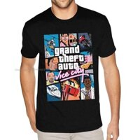 2024Áo thun cotton Xám Grand Theft Auto Vice City GTA GAME Tee Áo Sơ Mi Nam Đồ Họa Tùy Chỉnh Tay Ngắn Cao Cấp Cổ Chữ o T