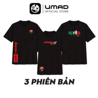 2024Áo thun nam UMAD racing boy APRILIA phản quang cổ tròn tay ngắn màu đen có bigsize 4XL 100kg mẫu Biker xe độ, xe đua