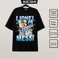 2024Áo Thun Oversize cầu thủ Messi M10, Áo Phông Đôi Nam nữ KIESHI in họa tiết bóng đá 100% Cotton 250gsm KFBM10