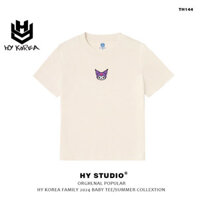 2024Baby Tee HY KOREA áo thun nữ thêu Kuromi 144 cotton 100% co giãn tay ngắn