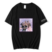 2024Kpop BTS STRAY KIDS BLACKPINK AESPA Hai Lần Áo Thun Cotton ITZY Nam Nữ Plus Size Rời Cổ Tròn Tay Ngắn Top Bông Tai C