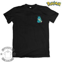 2024Mẫu áo thun in hình Pokemon Munchlax Logo Game T-shirt độc đẹp