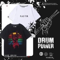 2024Rock t-Shirt Giá Trống Trình Diễn Trang Phục Nam Nữ Jazz Trống Nhạc Cụ Áo Thun Ban Nhạc Drummer Tùy Chỉnh Nửa