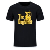 2024The Dogfather Dog Dad French Bulldog Funny T-shirt Men's Cotton Harajuku Short Sleeve O-Neck Streetwear