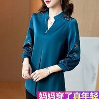 2024Women's Loose Embroidered Fashion1661Positive review for women[3/4 Sleeve]New Plus Size Spring Summer Satin-Like Blouse Shirt LGXZ