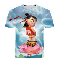 2025 Áo thun in 3D họa tiết Nezha cho trẻ em và người lớn, thoáng khí, xu hướng Nezha