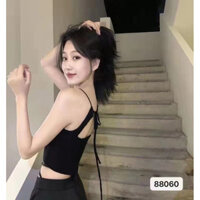 2025 Áo vest nữ mùa hè mới, không lưng, khoét rỗng, dây buộc ngắn, áo khoác ngoài, áo cơ bản, lưu ý tôi Jia Xi VIX8 CE6N