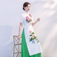 2025 aodai truyền thống Việt Nam sườn xám váy retro hoa thêu cổ điển qipao quốc gia ao hoa váy thanh lịch tiệc qipao