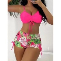 2025 Bikini nữ mới hai mảnh, eo cao, dây đeo màu sắc, đồ bơi sexy