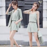 2025 Bộ đồ lót mùa hè thanh lịch, áo camisole và blazer, hai mảnh và ba mảnh, quần short internet celebrity, phong cách mới mỏng cho phụ nữ
