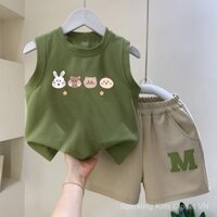 2025 Bộ đồ mùa hè không tay cho bé trai mới, áo vest trẻ em thời trang bán chạy, quần áo trẻ em 12
