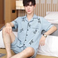 2025 Bộ đồ ngủ mùa hè mới, cotton, kích thước lớn, quần short nam, đồ mặc ở nhà, tay ngắn, kiểu dáng mỏng