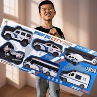 2025 Bộ xe cảnh sát trẻ em mới, xe máy, xe buýt đồ chơi, xe nhỏ cho bé trai từ 1-6 tuổi