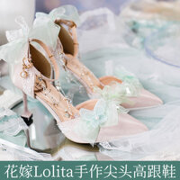 2025 đầu mùa xuân thiết kế mẫu mới lolita Kết Hôn Dễ phối giày thủ công cao gót lolita