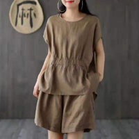 2025 Đông Nam Á Thái Lan Việt Nam Xuyên Biên Giới Phong Cách Mới Vải Lanh Cotton Tay Ngắn Màu Trơn Thời Trang Phù Hợp Với Ngắn @ -