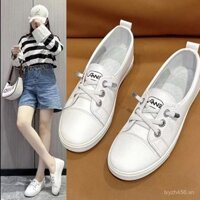 2025 Giày thể thao nữ màu trắng mới, đa năng, phong cách Hàn Quốc, giày lưới thể thao, thoáng khí, đế mềm mỏng, giày nữ