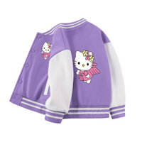 2025 Hello Kitty Áo khoác bóng chày ấm áp cho bé gái Áo khoác ngoài dễ thương cho trẻ mới biết đi và trẻ em