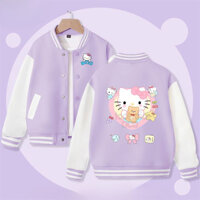 2025 Hello Kitty Bé Gái Áo Khoác Thu Đông Mới Phong Cách Hàn Quốc Rời Phù Hợp Với Trẻ Em Áo Khoác Bóng Chày Hợp Thời Trang Áo Khoác Ngoài