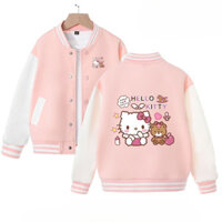 2025 Hello Kitty Bé Gái Áo Khoác Bóng Chày Xuân Thu Rời Phù Hợp Với Áo Thể Thao Cho Trẻ Em Lớn Áo Khoác Hợp Thời Trang