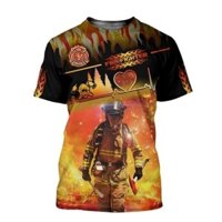 2025 Lính cứu hỏa 3D In hình Áo thun cứu hộ họa tiết Áo thun nam nhập vai