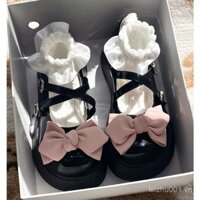 2025 Mary Jane bánh bông lan mẫu mới mùa xuân Giày da nhỏ đế dày Lolita thắt nơ ngọt ngào mát mẻ nhẹ nhàng