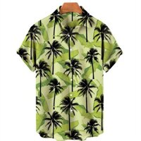 2025 Mới Áo Sơ Mi Hawaii Thiết Kế Cây Dừa Áo Thun In 3D, Trung Tính Rời Lớn Đi Biển Tay Ngắn 5-XL