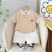 2025 Mới Mùa Hè Phong Cách Học Thuật Bé Trai Bé Gái Quần Áo Cotton Hoạt Hình Gấu Áo Phông Quần Short 2 Bộ/Đôi Thời Trang Trẻ Sơ Sinh Bộ Đồ Thể Thao 0-5 Tuổi