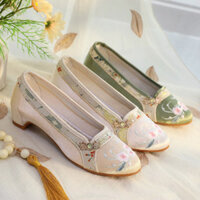 2025 Mới Nữ Giày Đế Bằng Truyền Thống Phong Cách Trung Hoa Nữ Nhân Quả Hanfu Hiệu Suất Giày Vintage Nữ Thêu Giày