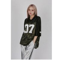 2025 mùa hè mới nam và nữ mỹ thời trang retro yếu tố nối lỏng lẻo thoáng khí nhanh chóng làm khô ngụy trang Áo thun cổ thuyền