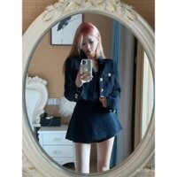 2025 Mùa Xuân Phong Cách Mới Quý Cô Sang Trọng Thanh Lịch Đầm Đen Kiểu Chanel Nhỏ Dây Đeo Spaghetti Dành Cho Phụ Nữ