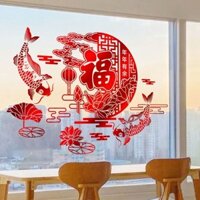 2025 Năm Con Rắn Năm Mới Đỏ Fu Nhân Vật Cửa Miếng Dán Cửa Hàng Kính Dán Lễ Hội Mùa Xuân Trang Trí Năm Mới Cửa Sổ Lưới Tản Nhiệt Miếng Dán Tĩnh Điện vt0107