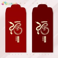 2025 Năm Rắn Phong Bì Đỏ Cá Tính Sáng Tạo May Mắn Mở Gói Màu Đỏ Vuông Kích Thước Nhỏ