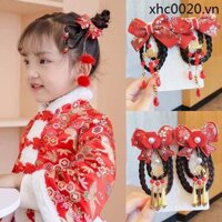 2025 Năm Rắn Phong Cách Mới Phong Cách Trung Hoa Cho Bé Tóc Giả Bím Tóc Trẻ Em Cổ Kẹp Tóc Nơ Phụ Kiện Tóc Hanfu Mũ Đội Đầu