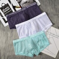 2025 Phong Cách Mới 2 / 4 Dải Lan Ye Nam Lưới Trong Suốt Quần Lót Siêu Mỏng Thấp Băng Lụa Cảm Thấy Boxer Quần Đùi Thoáng Khí Hợp Thời Trang20250320