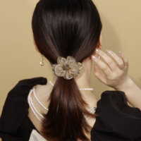 2025 Phong Cách Mới Ánh Sáng Sang Trọng Pha Lê Hoa Đuôi Ngựa Dây Tóc Phụ Kiện Tóc Gạc Tinh Tế Sáng Bóng Hoa Hướng Dương Tóc Dây Buộc Bóng Đầu Scrunchy Nhẫn20250328